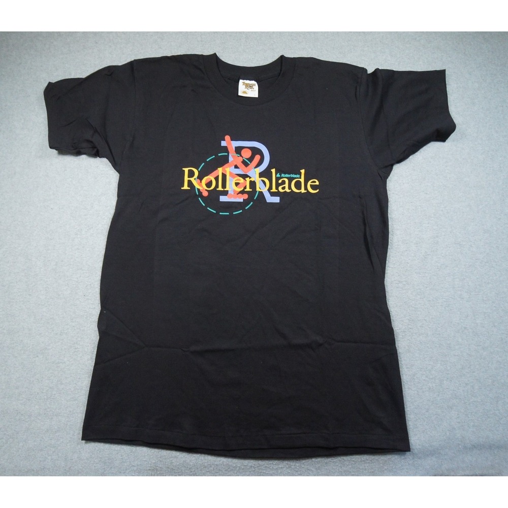 Vintage Rollerblade Shirt Men Large Black Graphic Skating Logo 90s Single Stitch